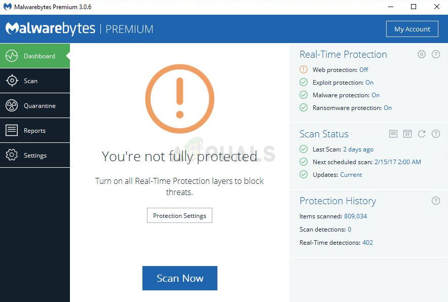 malwarebytes for mac real time protection wont quit